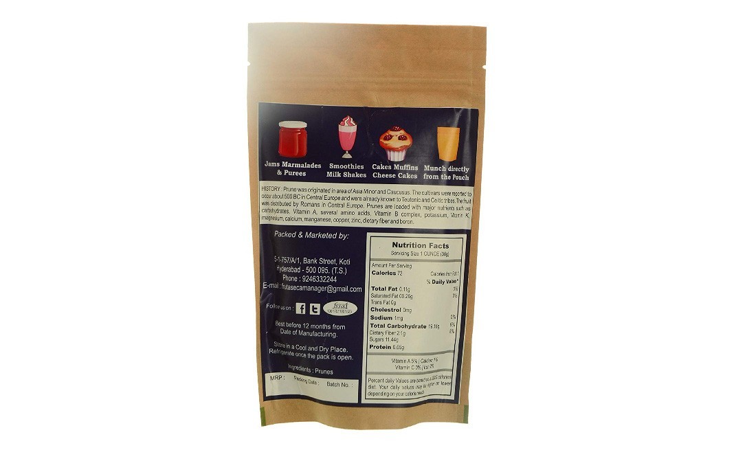 Fruta Seca Prunes    Pack  150 grams